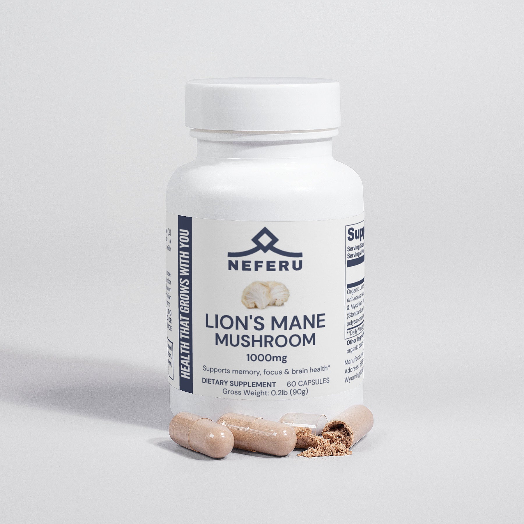 Neferu Lion’s Mane Mushroom – Focus, Clarity, and Holistic Energy