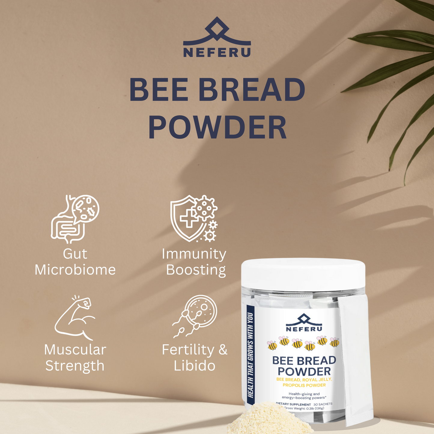 Neferu Bee Bread Powder – A Superfood Boost for Women’s Wellness