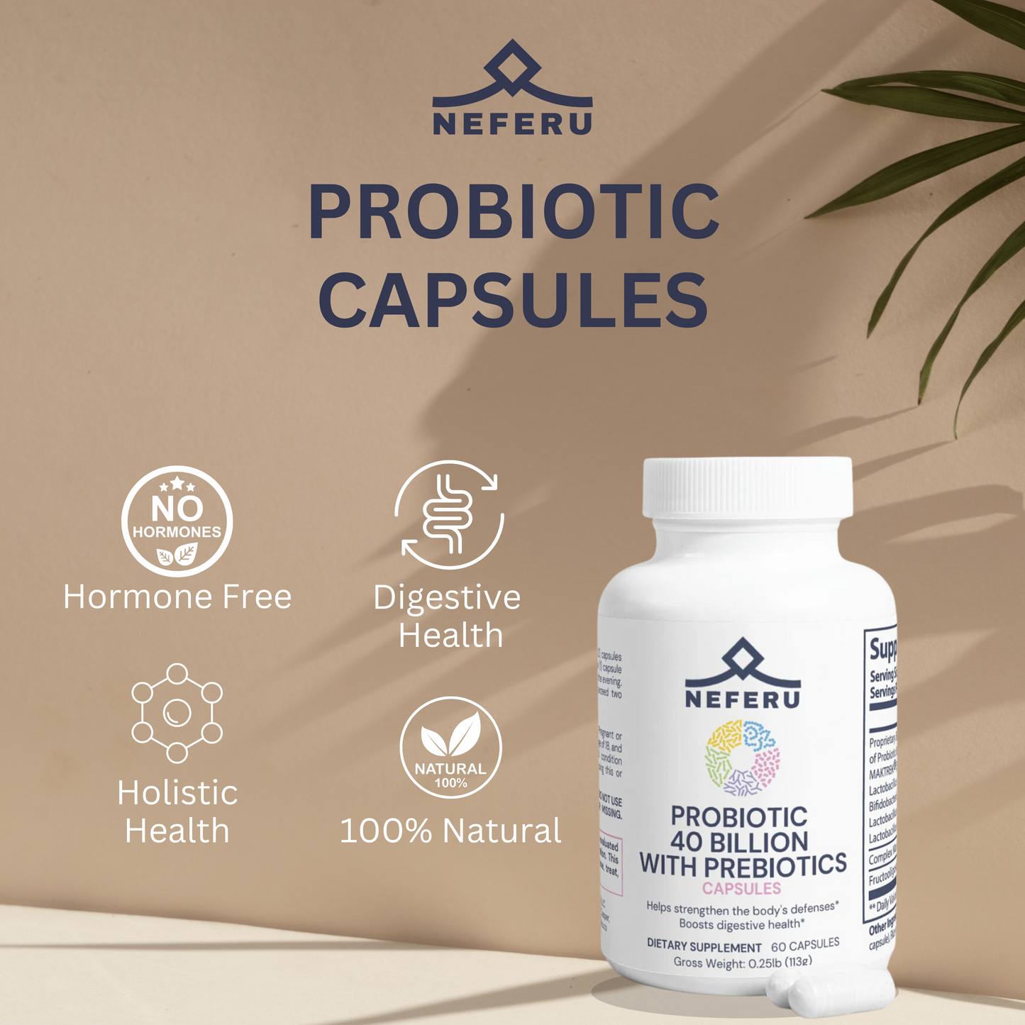 Neferu Probiotic 40 Billion with Prebiotics – Your Daily Gut Health Companion