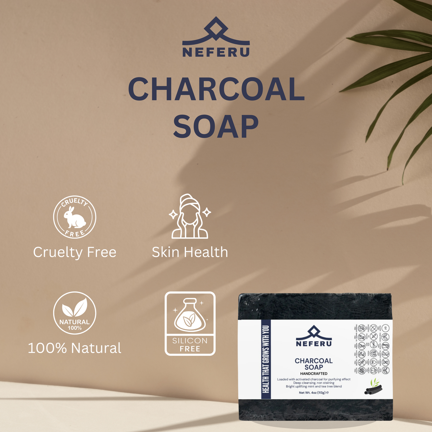 Neferu Charcoal Soap – Pure Cleanse, Naturally Refreshing