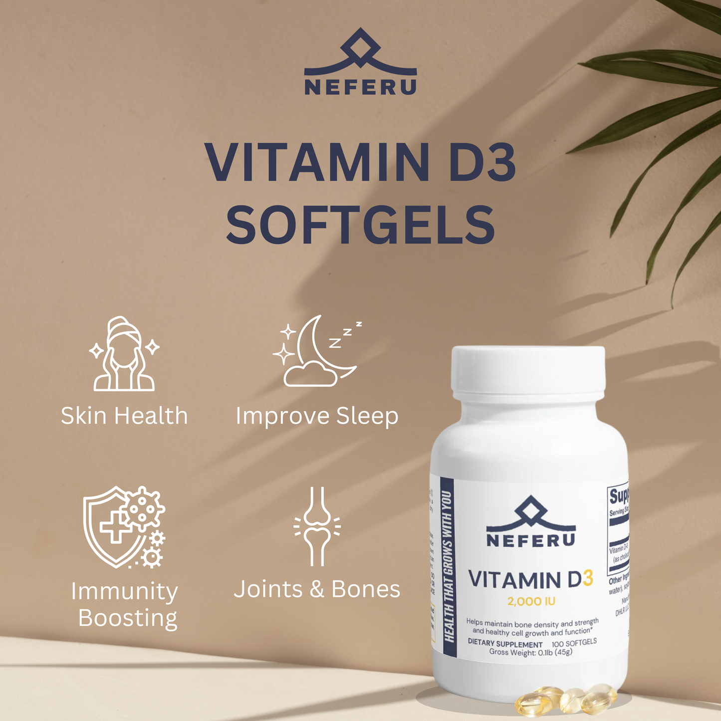 Neferu Vitamin D3 Softgels – Sunshine for Your Health